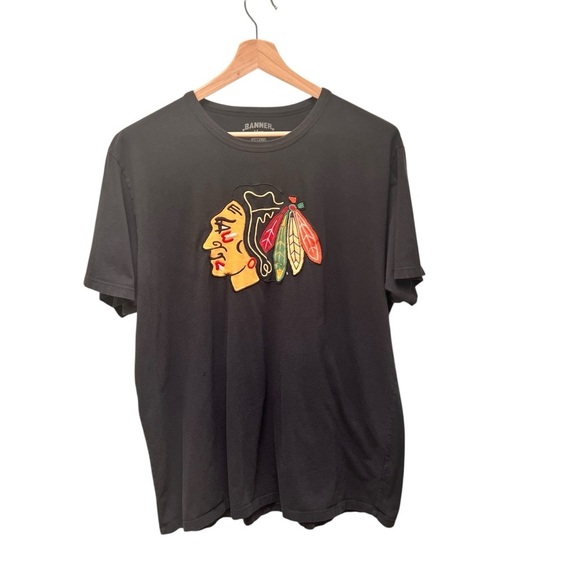 Banner Chicago Blackhawks NHL T-Shirt Graphic Tee Black Adult SZ XXL - Picture 1 of 4